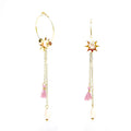 Boucles d'Oreilles Créoles Violet Acier Doré – Femme