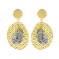 Boucles d'oreilles Femme Acier 316L Pierre Naturelle Jaspe Picasso avec Chaîne