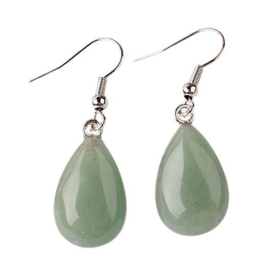 Boucles d'oreilles Goutte Aventurine Pierre Naturelle – Acier Inoxydable 316