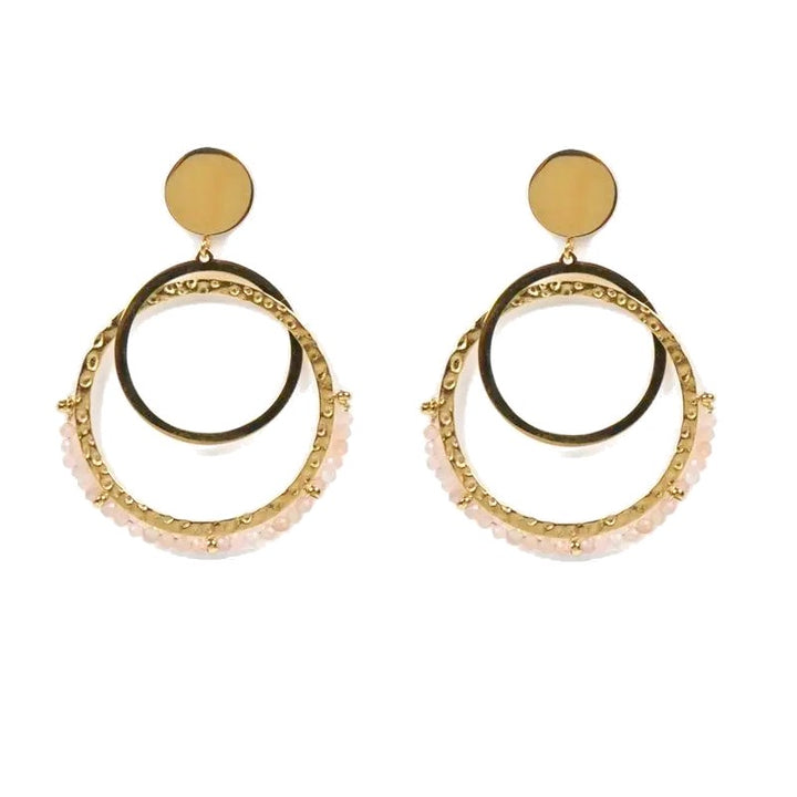 Boucles d'oreilles Pendantes Laurie – Acier Inoxydable & Cornaline – Pierre Naturelle
