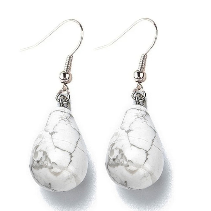 Boucles d'oreilles goutte – Acier inoxydable 316L & Howlite naturelle