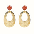Boucles d'oreilles Pendantes Marie – Acier Inoxydable & Pierre de Soleil Naturelle