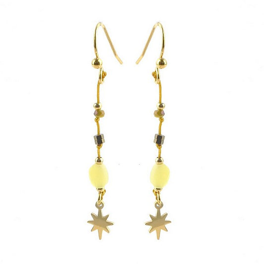 Boucles d'oreilles Étoile Tombantes Citrine Pierre Naturelle – Acier Inoxydable 316