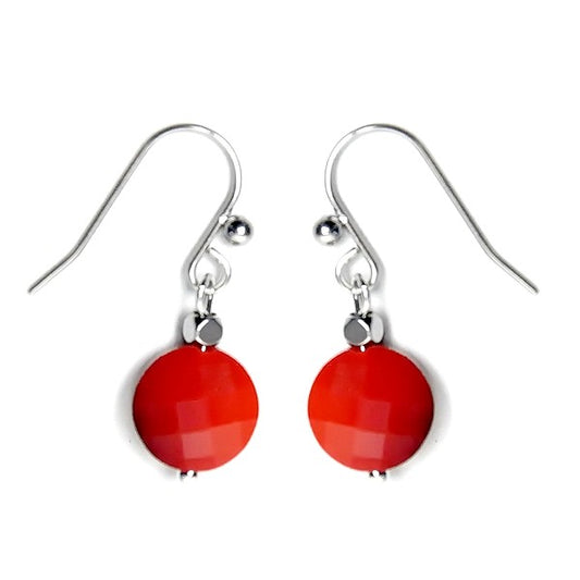 Boucles d'oreilles Acier Inoxydable & Gemme Rouge – Pierre Naturelle