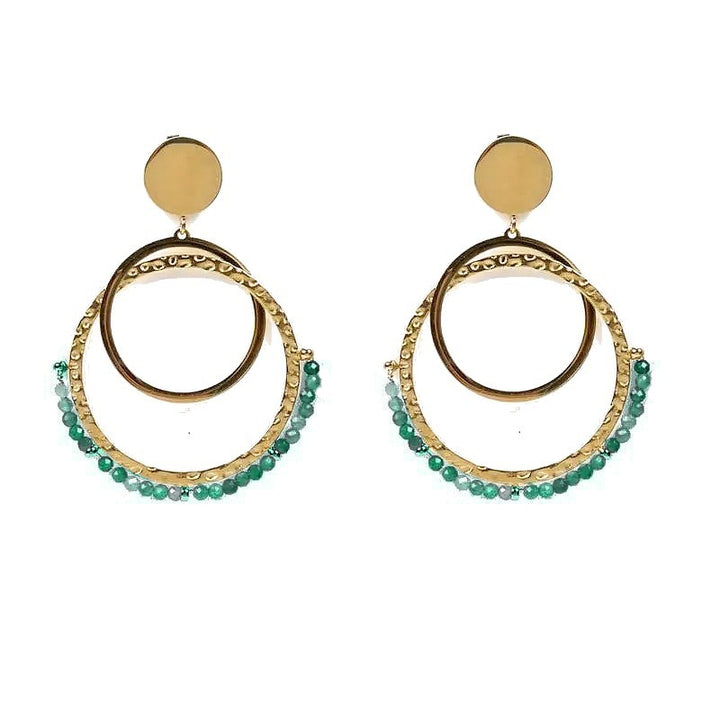 Boucles d'oreilles Pendantes Laurie – Acier Inoxydable & Turquoise d'Afrique – Pierre Naturelle
