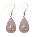 Boucles d'oreilles goutte – Acier inoxydable 316L & Quartz rose naturel