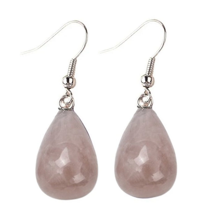 Boucles d'oreilles goutte – Acier inoxydable 316L & Quartz rose naturel