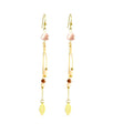 Boucles d'Oreilles Pendantes Acier & Gemme Beige – Femme