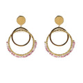 Boucles d'oreilles Pendantes Laurie – Acier Inoxydable & Rhodochrosite – Pierre Naturelle