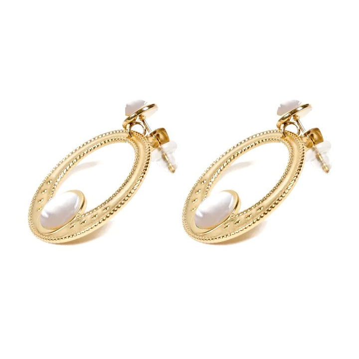 Boucles d'oreilles tombantes Carla – Acier inoxydable, Pierres naturelles & Nacre