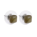 Boucles d'oreilles puce carré – Acier inoxydable 316L & Labradorite naturelle