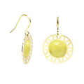 Boucles d'Oreilles Acier Rosace & Pierre Naturelle Moutarde