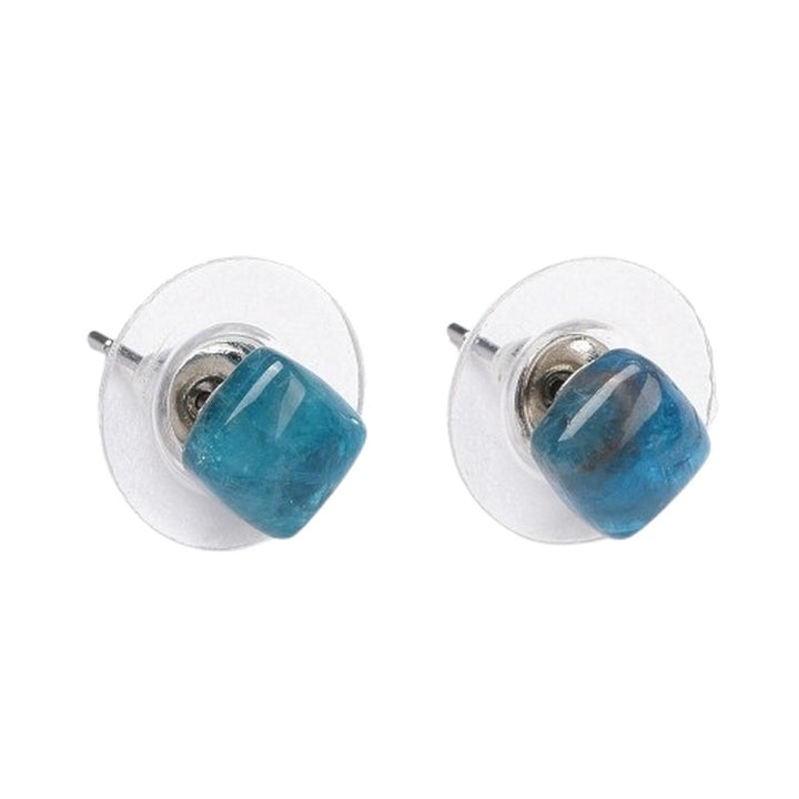 Boucles d'oreilles puce carré – Acier inoxydable 316L & Apatite naturelle