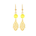 Boucles d'Oreilles Pendantes Acier Style Oriental & Gemme Verte Naturelle