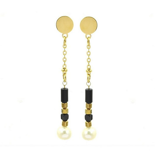 Boucles d'oreilles Acier Chirurgical & Agate Naturelle – 5×40mm