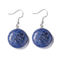 Boucles d'oreilles Pendantes Acier Inoxydable & Sodalite – Pierre Naturelle Ronde