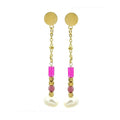 Boucles d'oreilles Rhodonite Pierre Naturelle – Acier Chirurgical Inoxydable