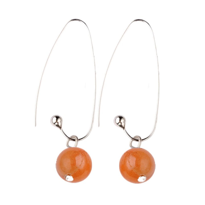 Boucles d'oreilles Pendantes Acier Inoxydable & Cornaline – Pierre Naturelle 50mm