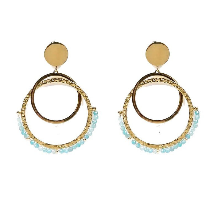 Boucles d'oreilles Pendantes Laurie – Acier Inoxydable & Amazonite – Pierre Naturelle