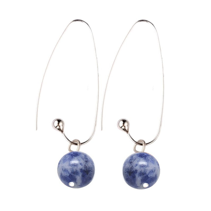 Boucles d'oreilles Pendantes Acier Inoxydable & Jaspe Bleu – Pierre Naturelle 50mm