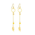 Boucles d'Oreilles Pendantes Acier Étoile & Feuille – Pierre Gemme Orangée