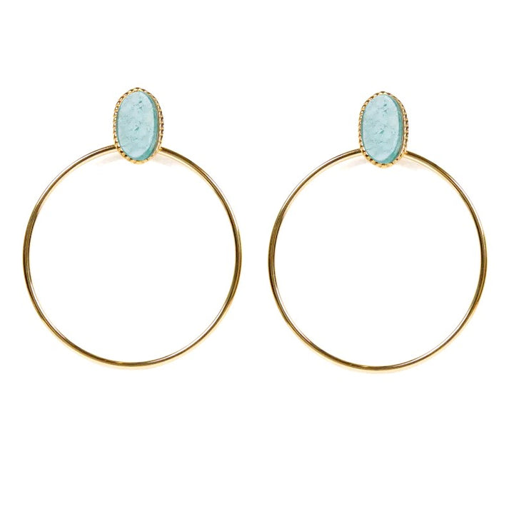 Boucles d'oreilles tombantes Rihanna – Acier inoxydable & Amazonite naturelle