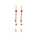 Boucles d'Oreilles Pendantes Acier & Gemme Rouge – Femme