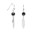 Boucles d'Oreilles Pendantes Acier Feuille & Pierre Naturelle Agate