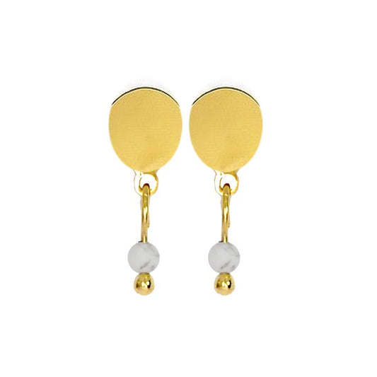 Boucles d'oreilles Tombantes Howlite Pierre Naturelle – Acier Inoxydable 316