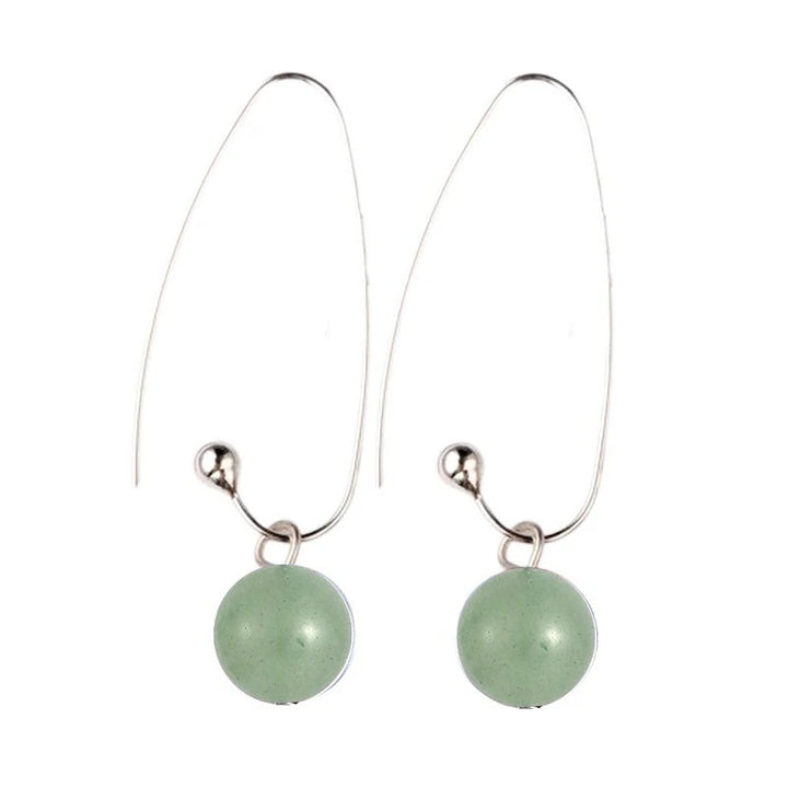 Boucles d'oreilles Pendantes Acier Inoxydable & Aventurine – Pierre Naturelle 50mm