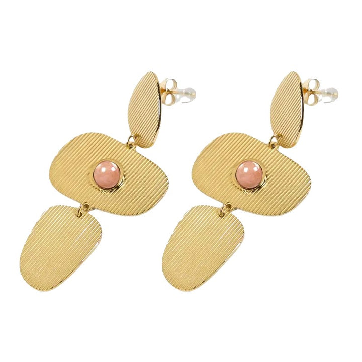 Boucles d'oreilles Pendantes Zoé – Acier Inoxydable & Pierres Naturelles du Soleil