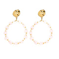 Boucles d'oreilles Créoles Pendantes Acier Inoxydable & Quartz – Pierre Naturelle