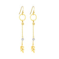 Boucles d'Oreilles Pendantes Acier Étoile & Feuille Gemme Grise – Femme