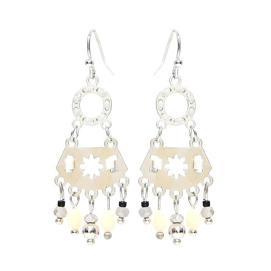 Boucles d'oreilles Acier 316L Pierre Naturelle – Étoile Gemme Gris