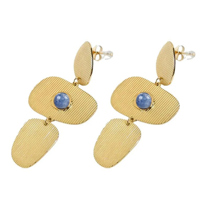 Boucles d'oreilles pendantes Zoé – Acier inoxydable & Sodalite naturelle