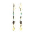 Boucles d'oreilles Étoile Tombantes Turquoise d'Afrique Pierre Naturelle – Acier Inoxydable 316