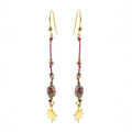 Boucles d'oreilles Étoile Tombantes Rhodonite Pierre Naturelle – Acier Inoxydable 316