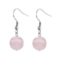 Boucles d'oreilles Tombantes Acier Inoxydable Pierre Naturelle Quartz Rose