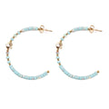 Boucles d'oreilles Demi-Créoles Pendantes Acier Inoxydable & Turquoise – Pierre Naturelle