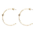 Boucles d'oreilles Demi-Créoles Pendantes Acier Inoxydable & Magnésite – Pierre Naturelle