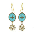 Boucles d'oreilles Tombantes Acier Inoxydable Émail Bleu & Chaînette