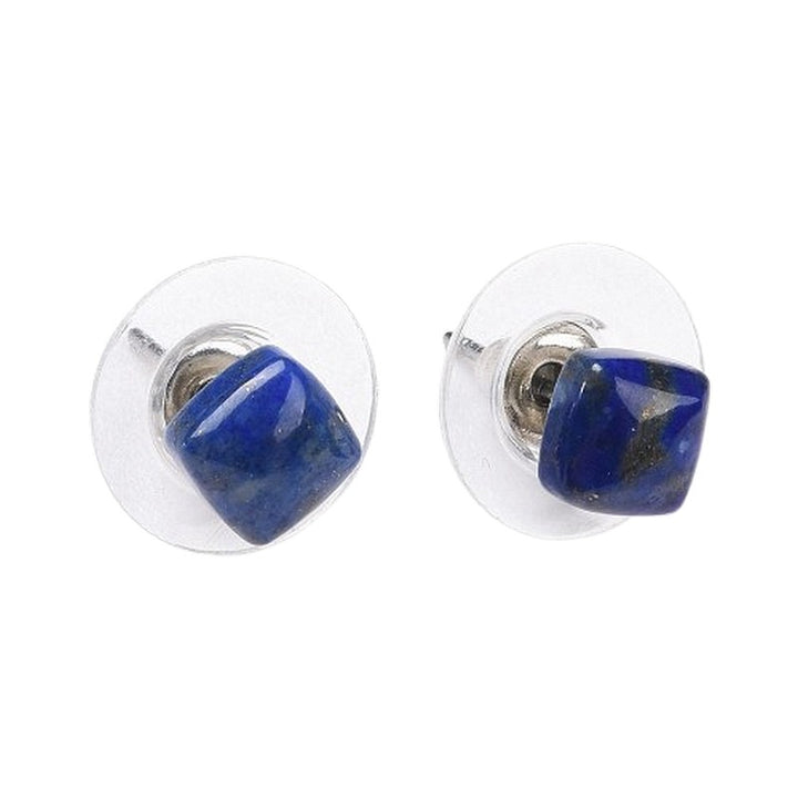 Boucles d'oreilles puce carré – Acier inoxydable 316L & Lapis Lazuli naturel