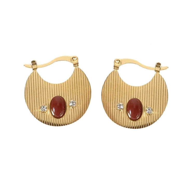 Boucles d'oreilles tombantes Barbara – Acier inoxydable & Agate rouge naturelle
