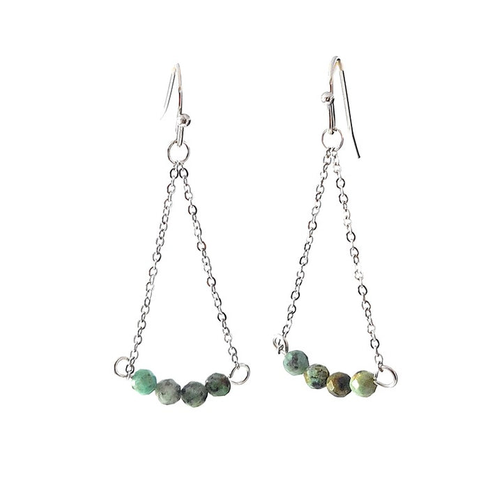 Boucles d'oreilles Acier Inoxydable & Turquoise d'Afrique – Pierre Naturelle