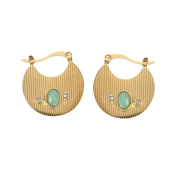Boucles d'oreilles tombantes Barbara – Acier inoxydable & Amazonite naturelle