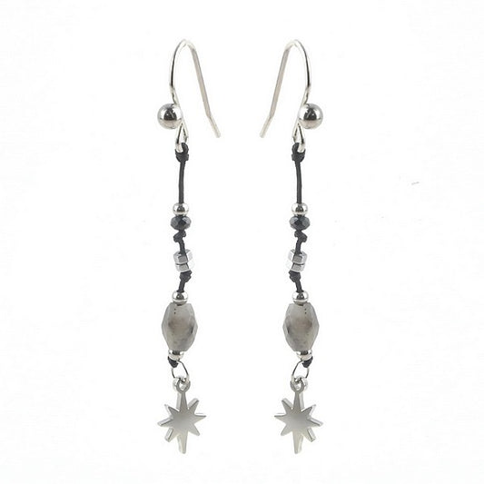 Boucles d'oreilles Étoile Tombantes Labradorite Pierre Naturelle – Acier Inoxydable 316