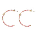 Boucles d'oreilles Demi-Créoles Pendantes Acier Inoxydable & Rhodonite – Pierre Naturelle