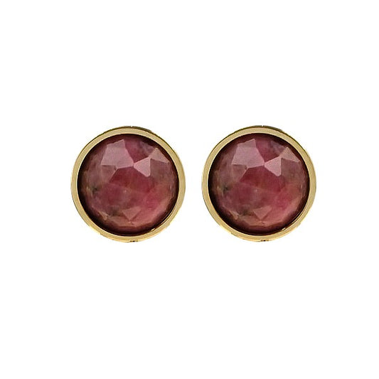 Boucles d'oreilles Puces Agate Rouge Pierre Naturelle – Acier 316