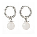 Boucles d'oreilles Créoles Acier Inoxydable & Jade – Pierre Naturelle