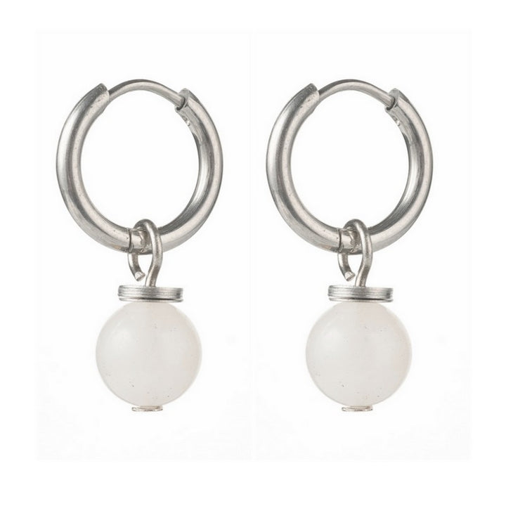 Boucles d'oreilles Créoles Acier Inoxydable & Jade – Pierre Naturelle